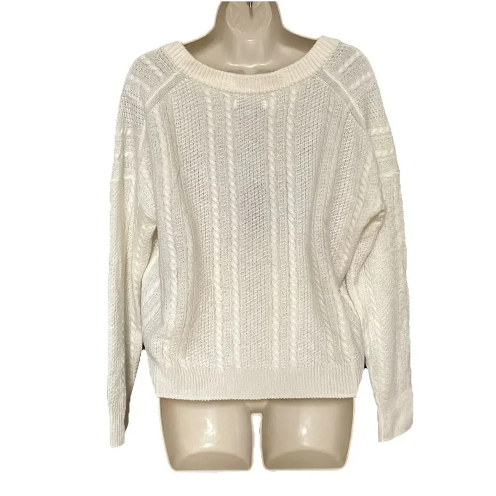 Naadam Super Luxe Cashmere Sweater L Cream V Neck NWT $358 Luxury Knit